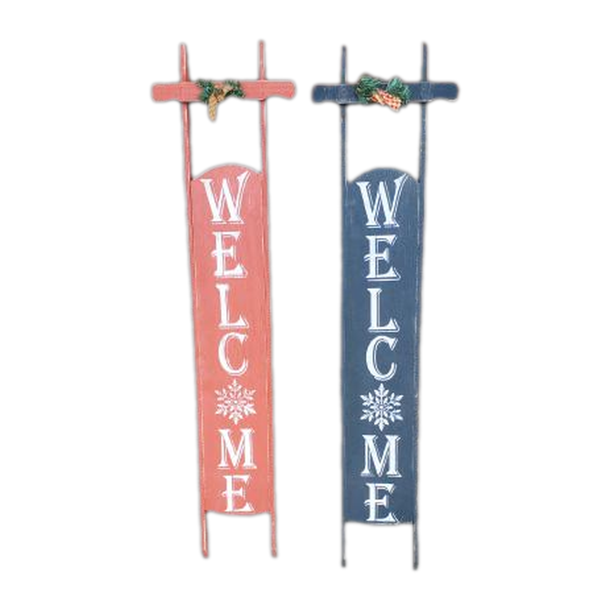 Lath Sled Welcome Sign — red and black colorways