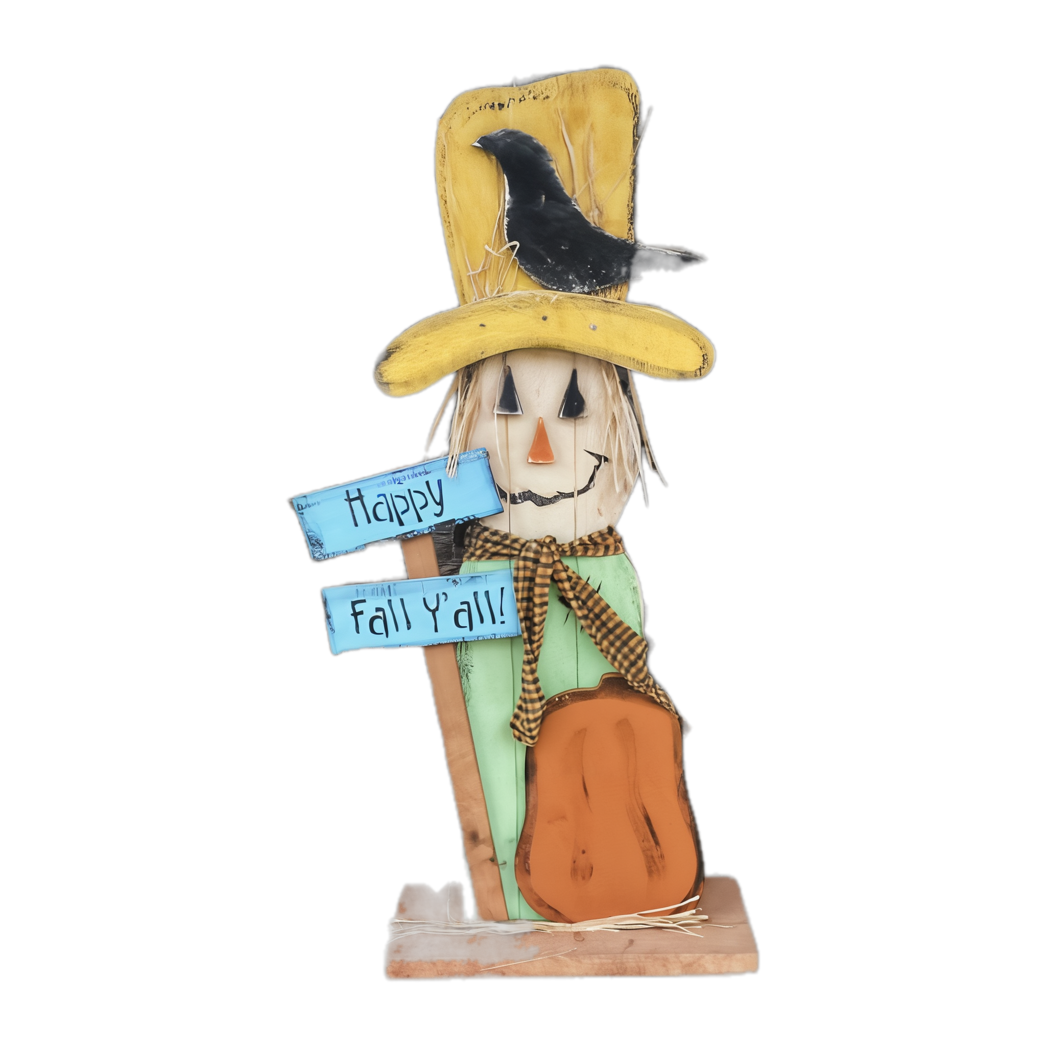Scarecrow with Happy Fall Y'All — Amish handmade wooden fall decor by Woodland Country Creations