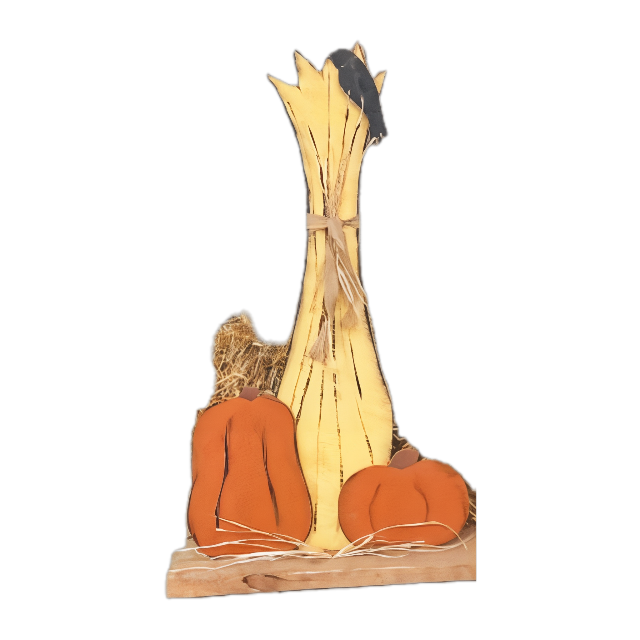 Wheat on Base with Pumpkin — Amish handmade wooden fall decor by Woodland Country Creations