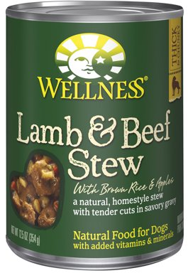 Wellness Pet Grain Free Canned Dog Food Lamb and Beef Stew with Brown Rice and Apples