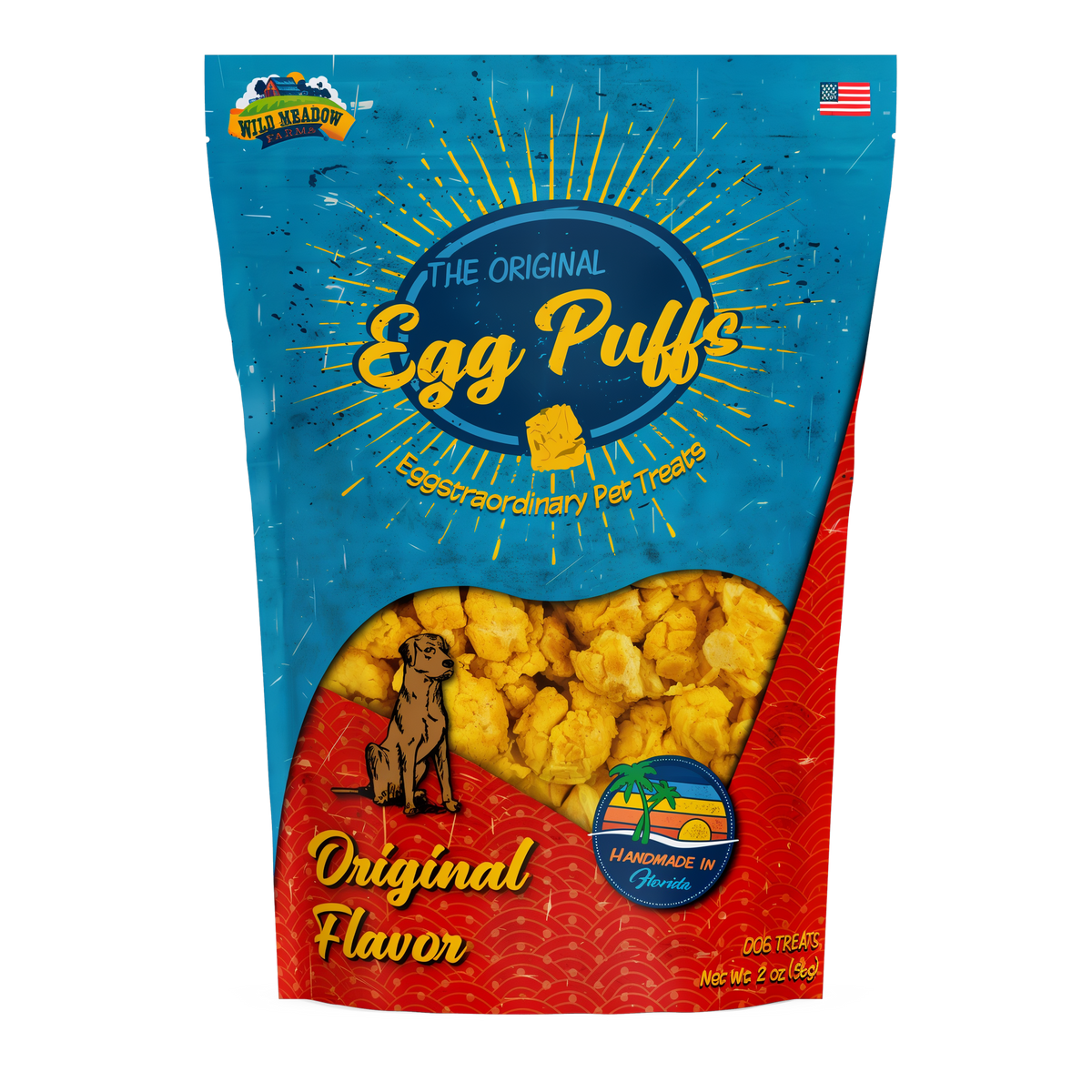 Wild Meadow Farms Egg Puffs Dog Treats -- front bag render