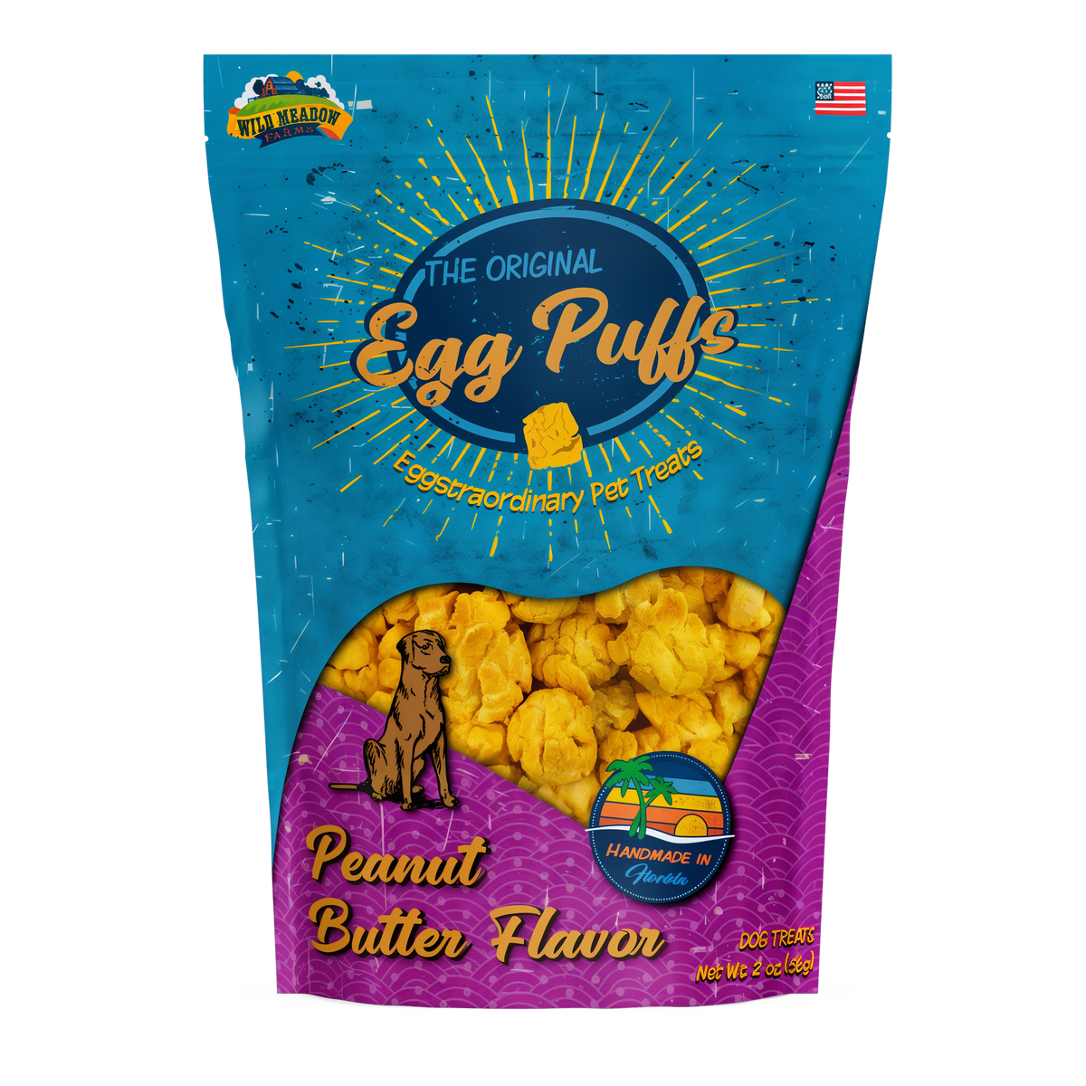 Wild Meadow Farms Egg Puffs Dog Treats -- front bag render