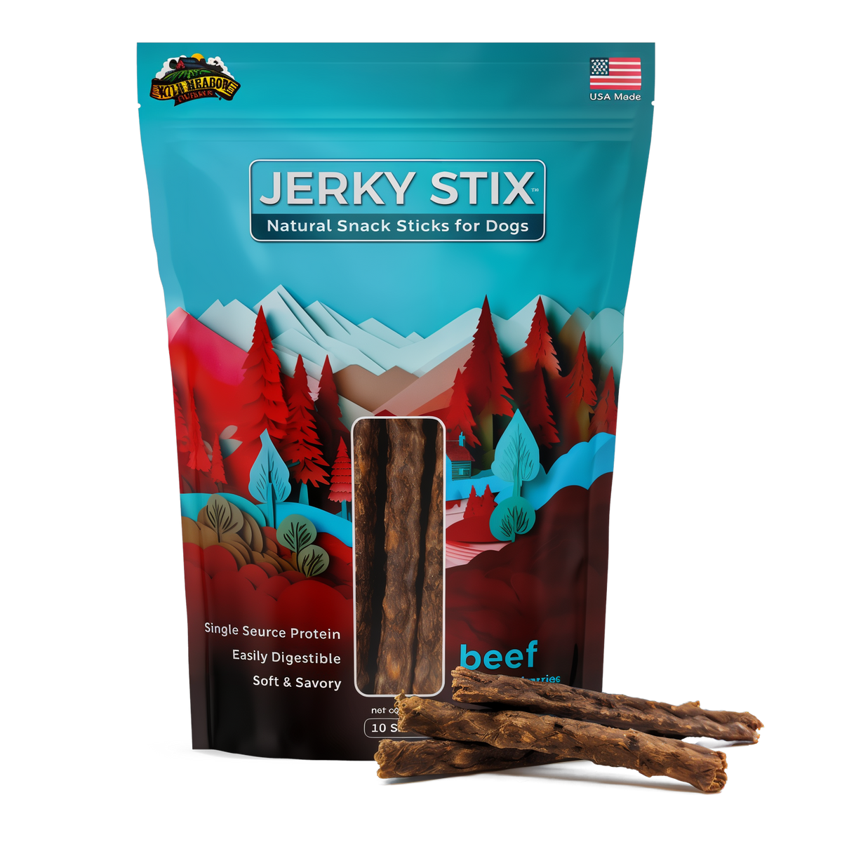 Wild Meadow Farms Jerky Stix Natural Snack Sticks for Dogs -- bag with sticks
