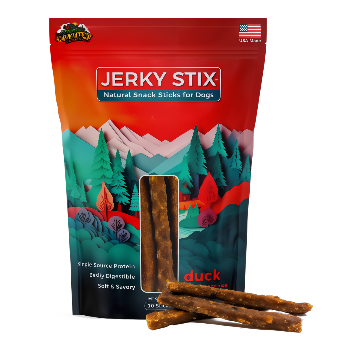 Wild Meadow Farms Jerky Stix Natural Snack Sticks for Dogs -- bag with sticks