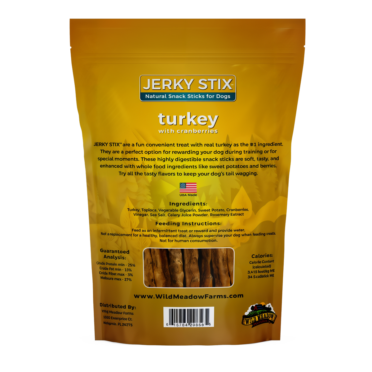 Wild Meadow Farms Jerky Stix Natural Snack Sticks for Dogs -- back label