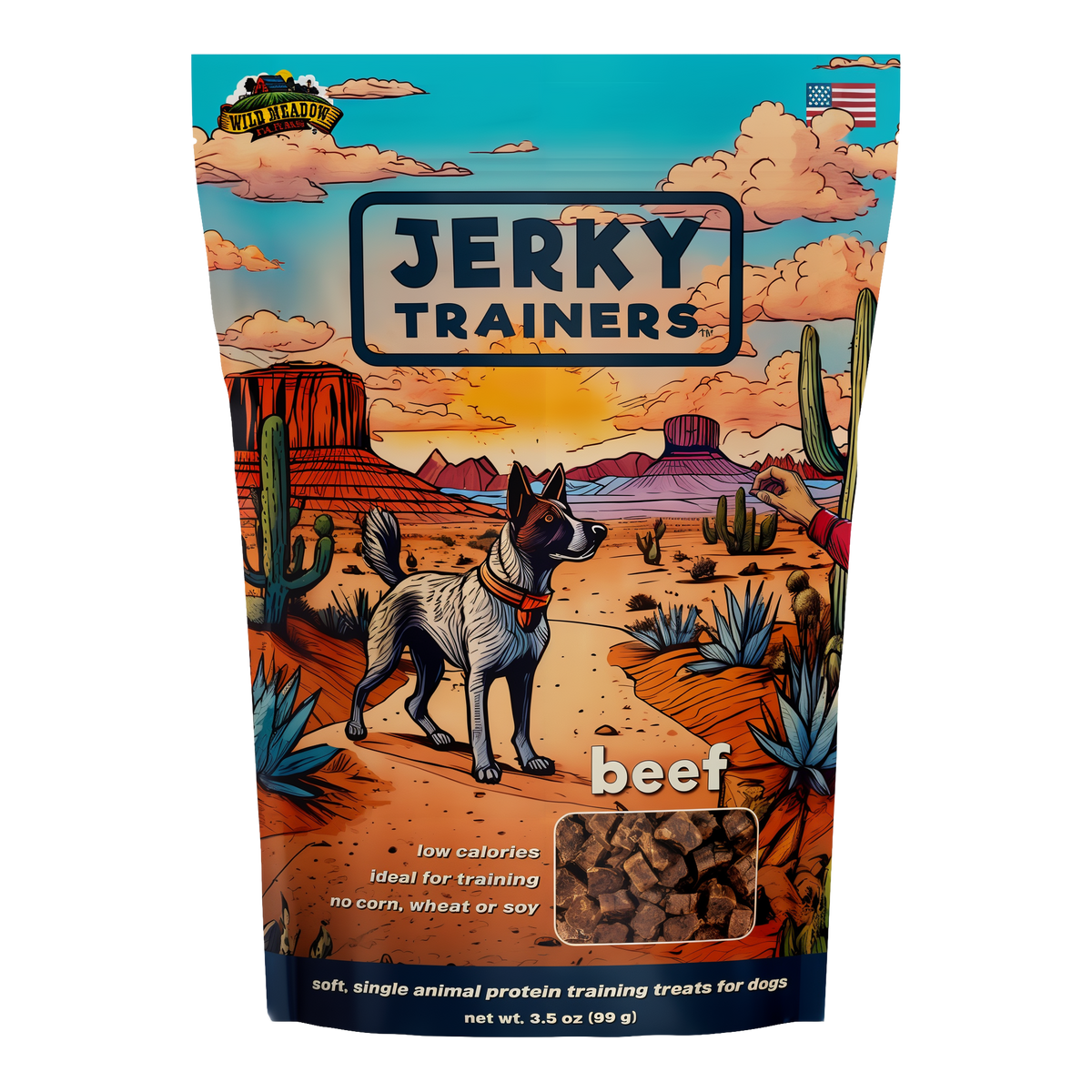 Wild Meadow Farms Jerky Trainers Soft Training Treats for Dogs -- front bag