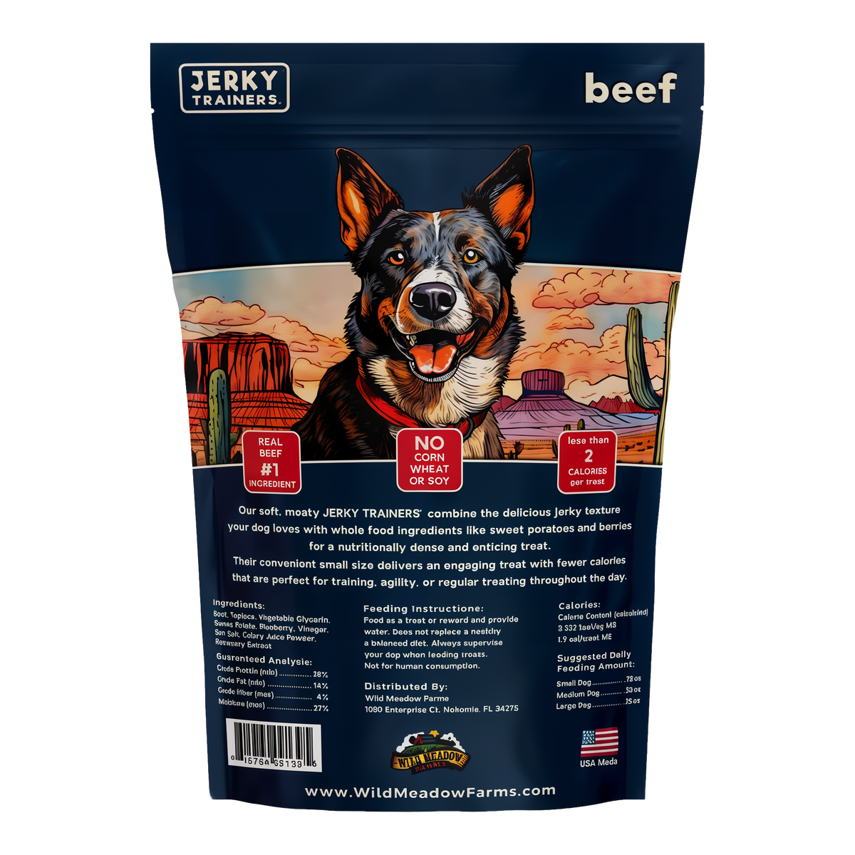 Wild Meadow Farms Jerky Trainers Soft Training Treats for Dogs -- back label