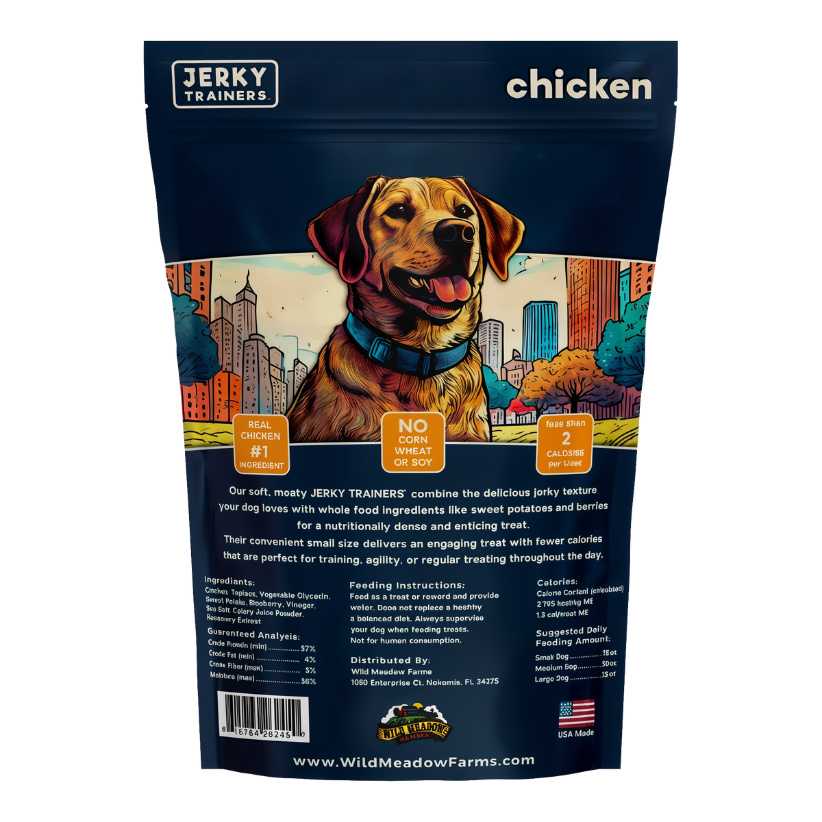 Wild Meadow Farms Jerky Trainers Soft Training Treats for Dogs -- back label