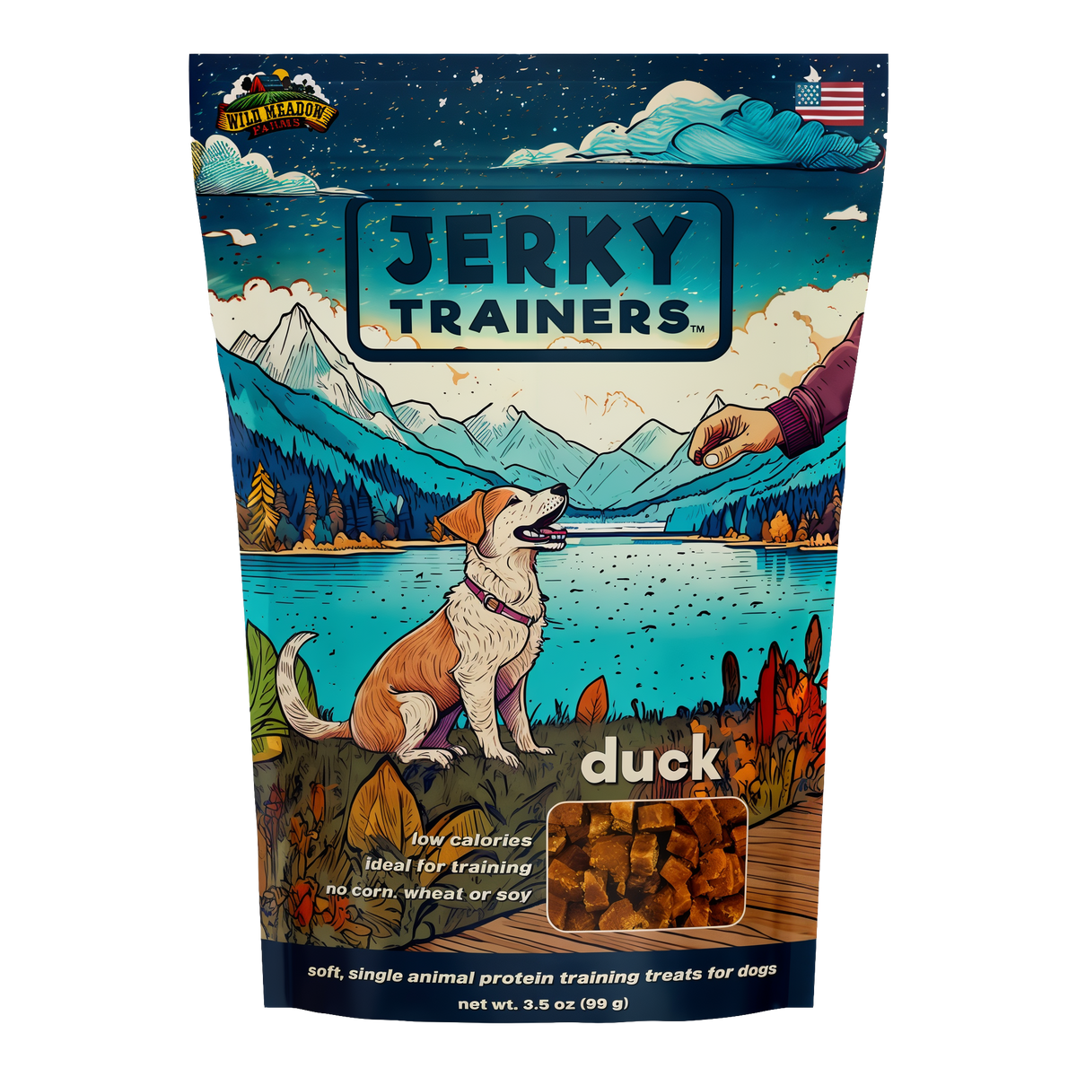 Wild Meadow Farms Jerky Trainers Soft Training Treats for Dogs -- front bag