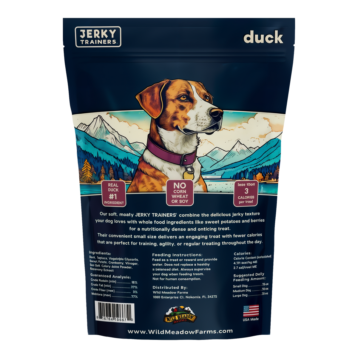 Wild Meadow Farms Jerky Trainers Soft Training Treats for Dogs -- back label