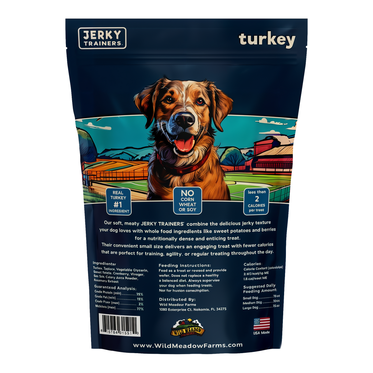 Wild Meadow Farms Jerky Trainers Soft Training Treats for Dogs -- back label