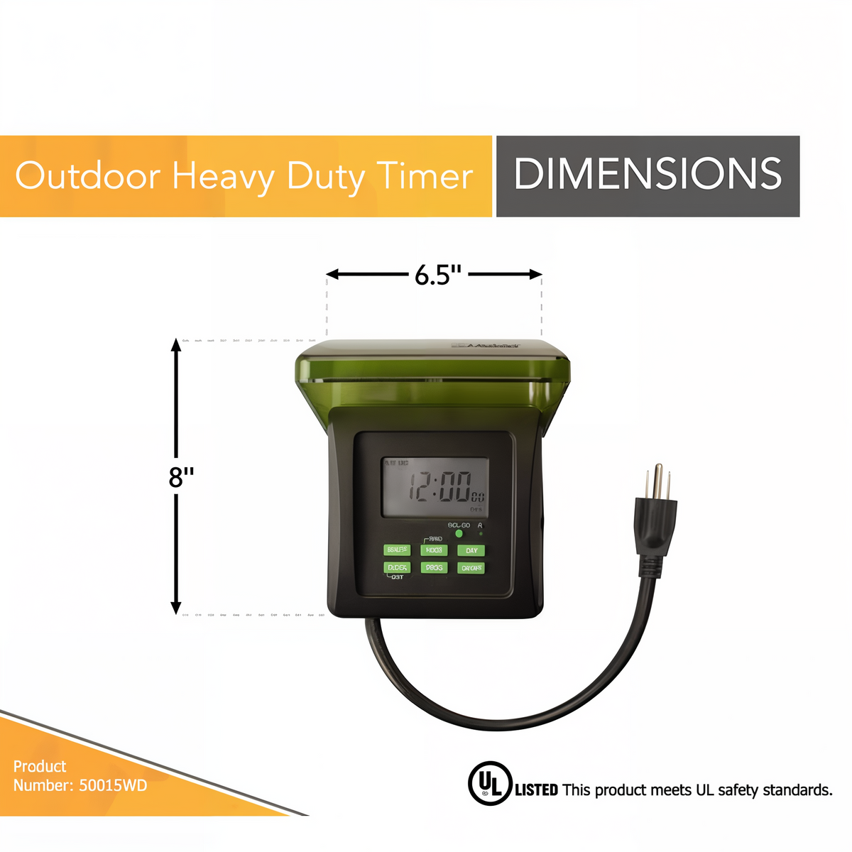 Woods Outdoor 7-Day Digital Heavy Duty Timer with 2 Grounded Outlets -- diagram