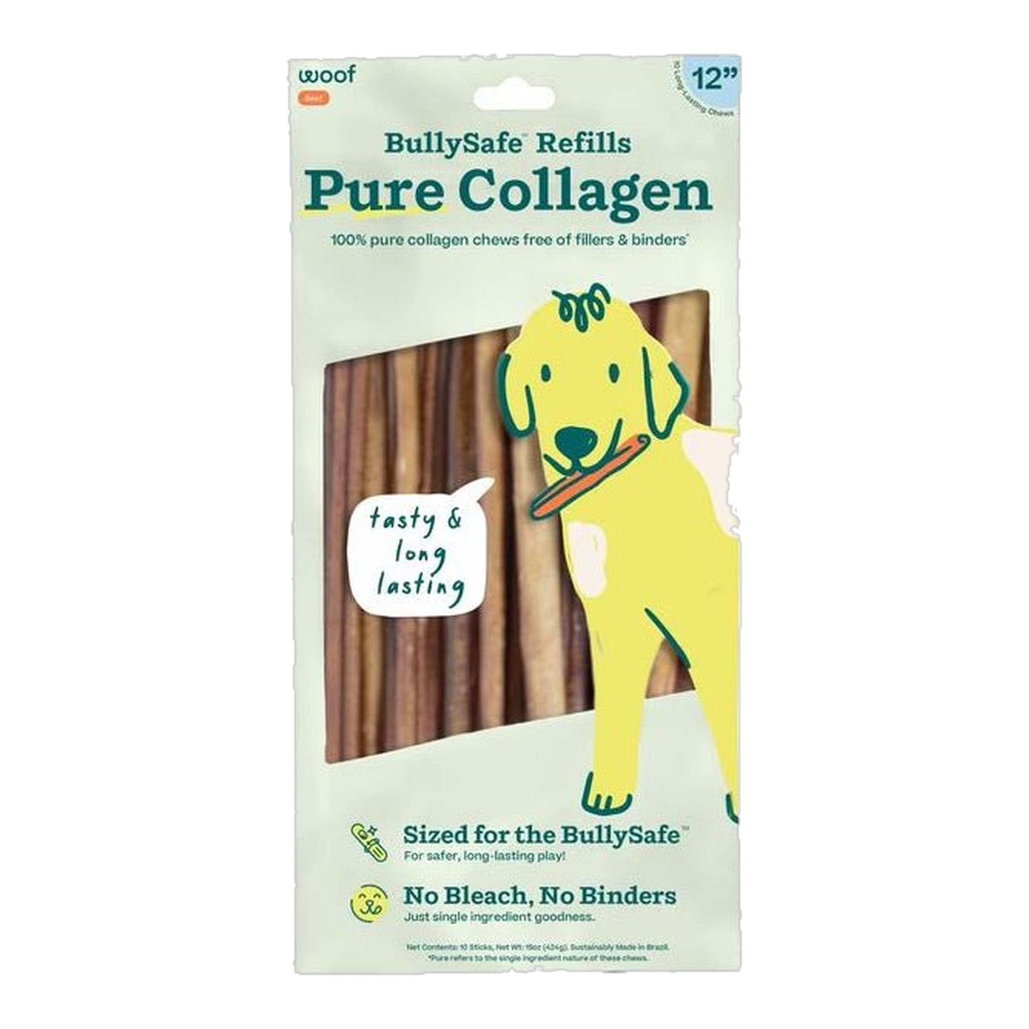 Woof BullySafe Pure Collagen Chews bag, 12 IN 10 Pack