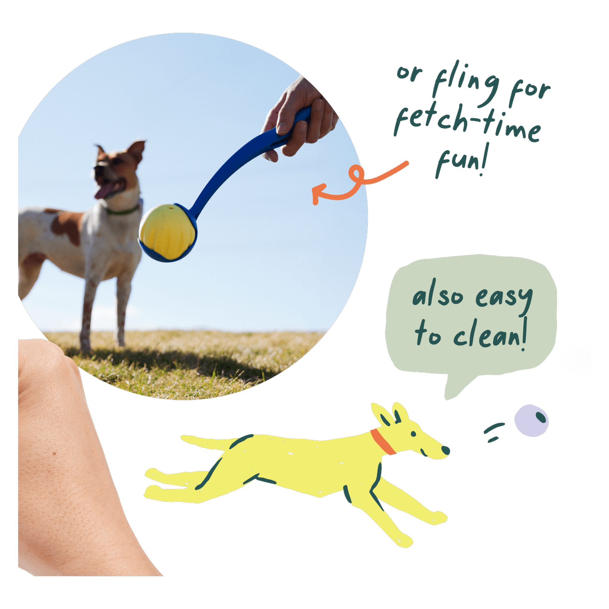 Fill the Flyball with Woof Puzzle Treats through the top hole
