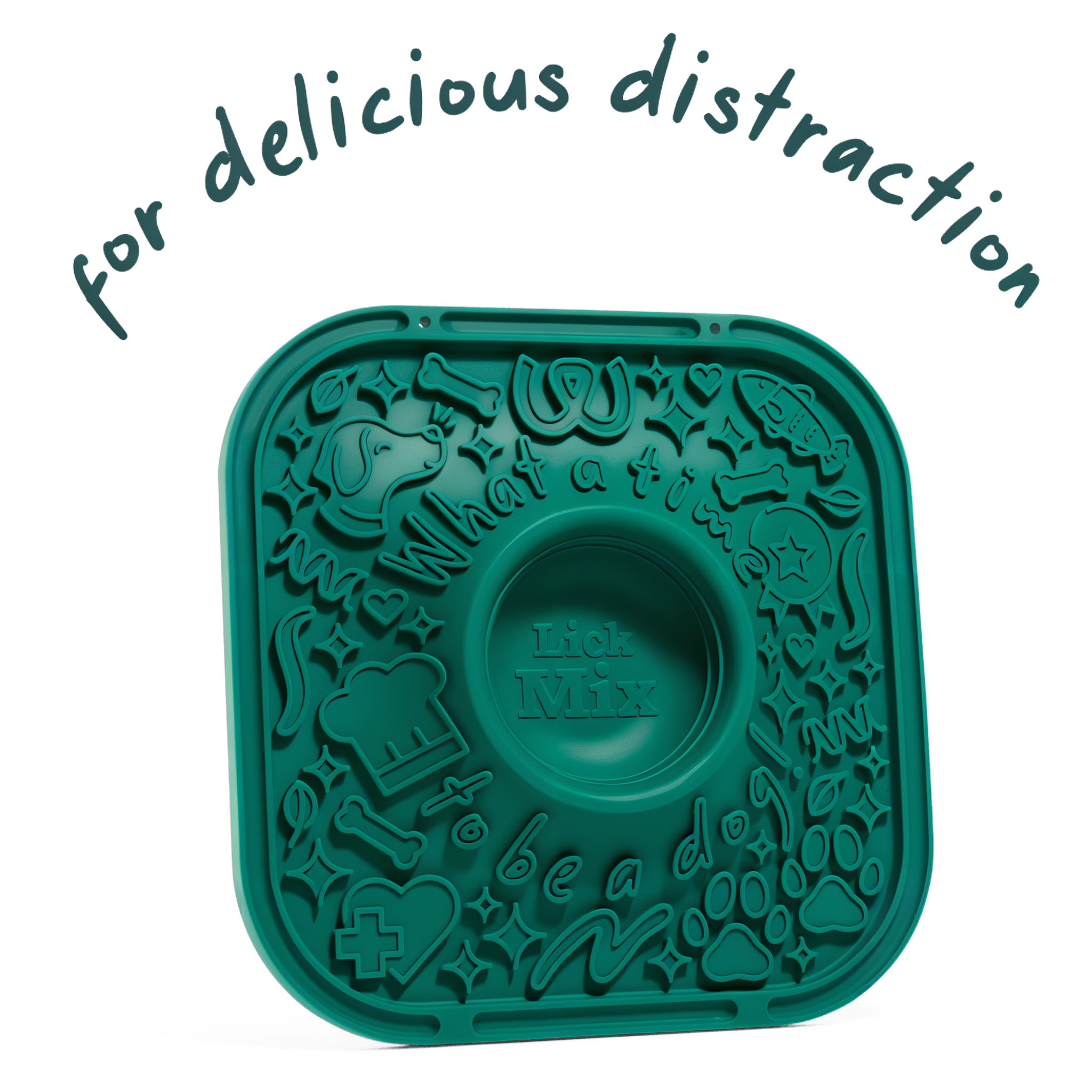 Woof LickMat silicone lick mat for dogs in Forest Green