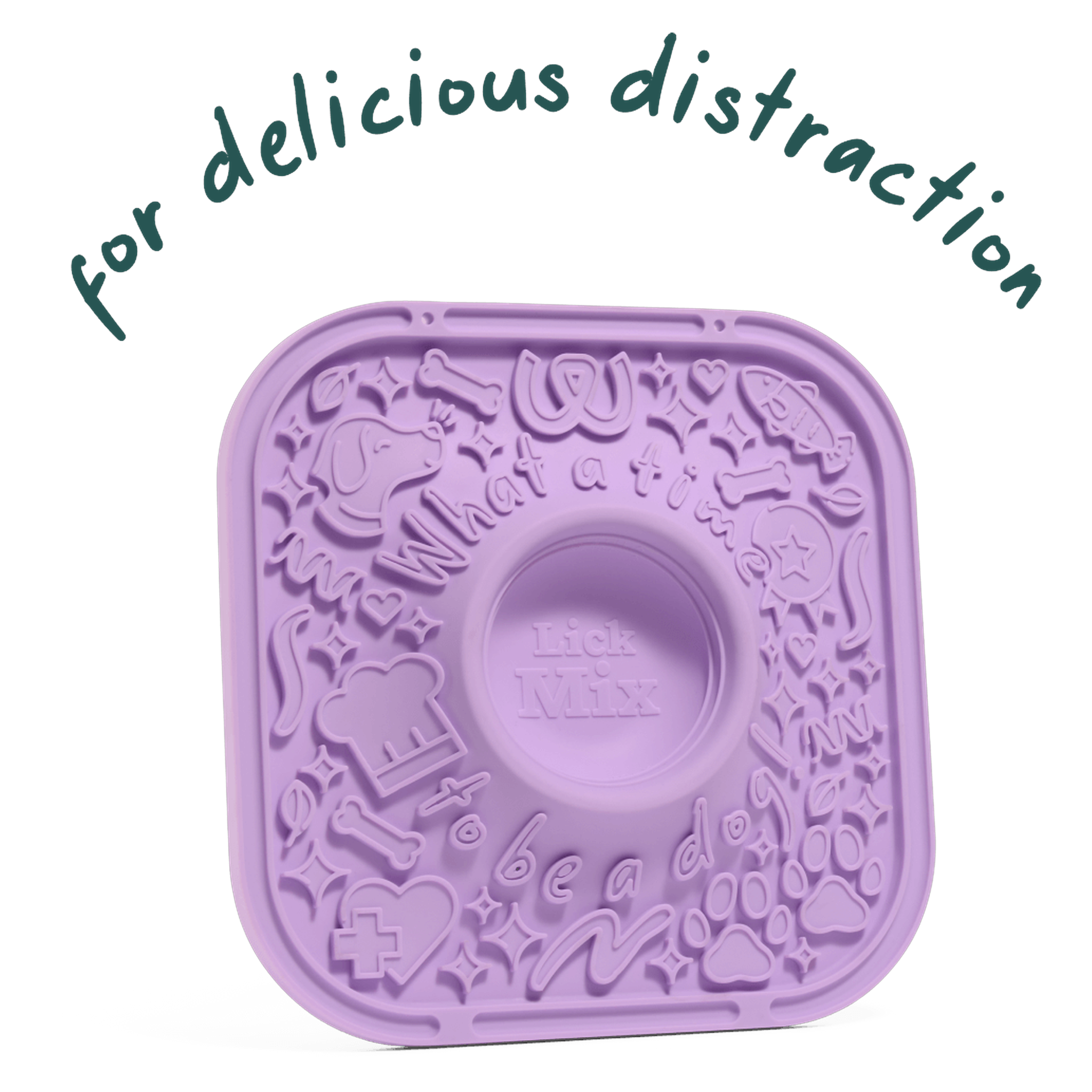 Woof LickMat silicone lick mat for dogs in Lavender