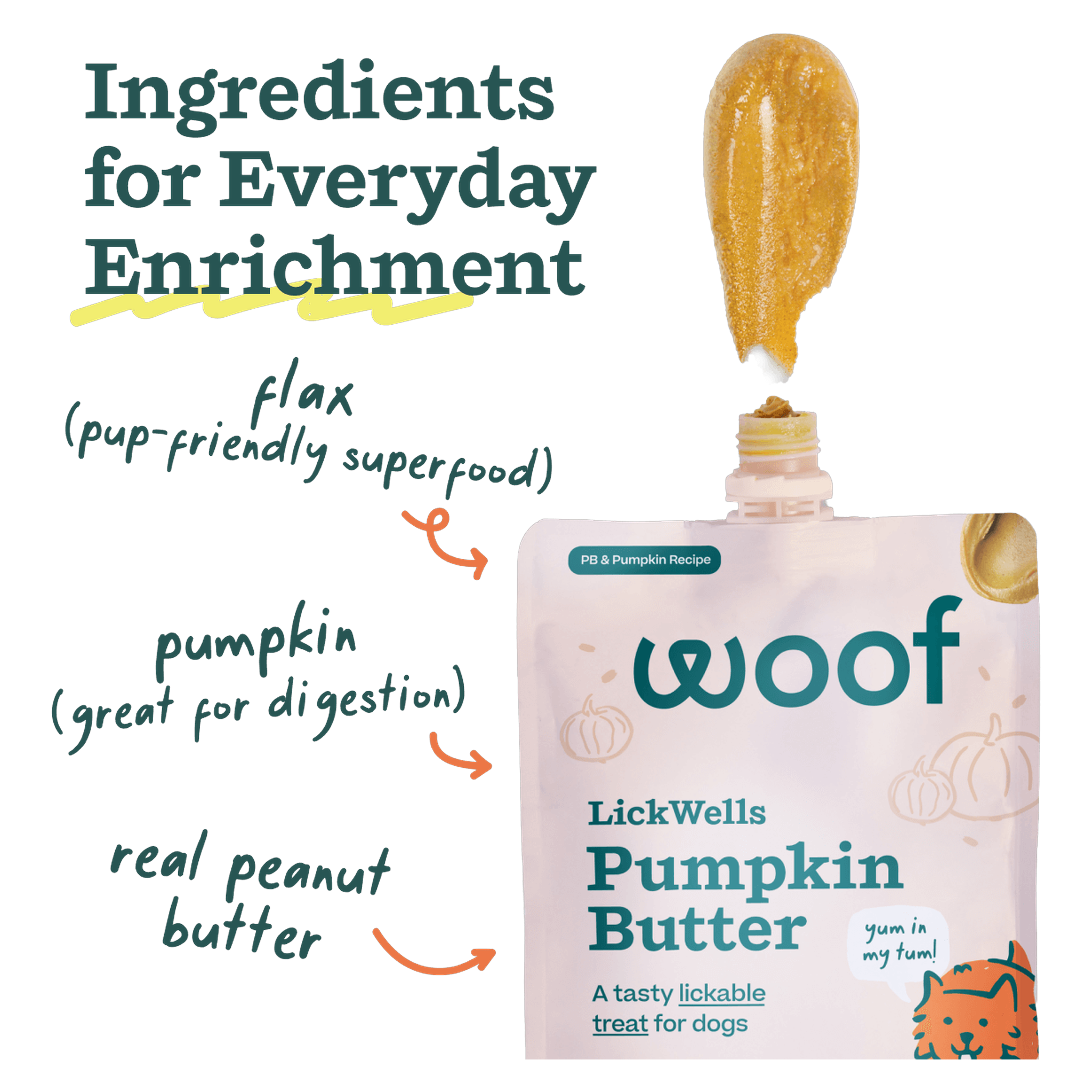 LickWells Pumpkin Butter: peanut butter, real pumpkin and flaxseed