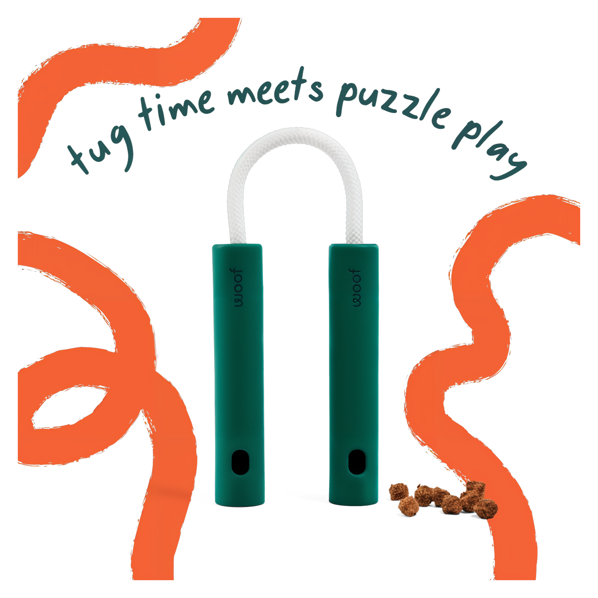 Woof Nomchucks 2-in-1 tug toy and puzzle feeder for dogs