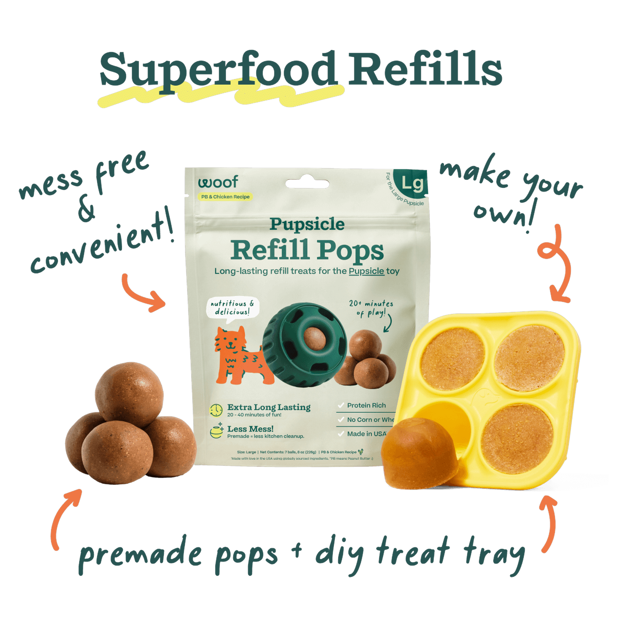 Woof Pupsicle benefits: long-lasting, quiet, dishwasher safe