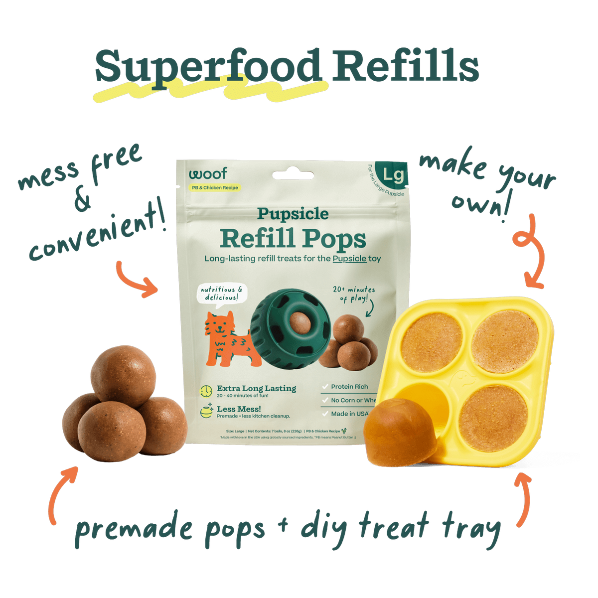 Woof Pupsicle benefits: long-lasting, quiet, dishwasher safe