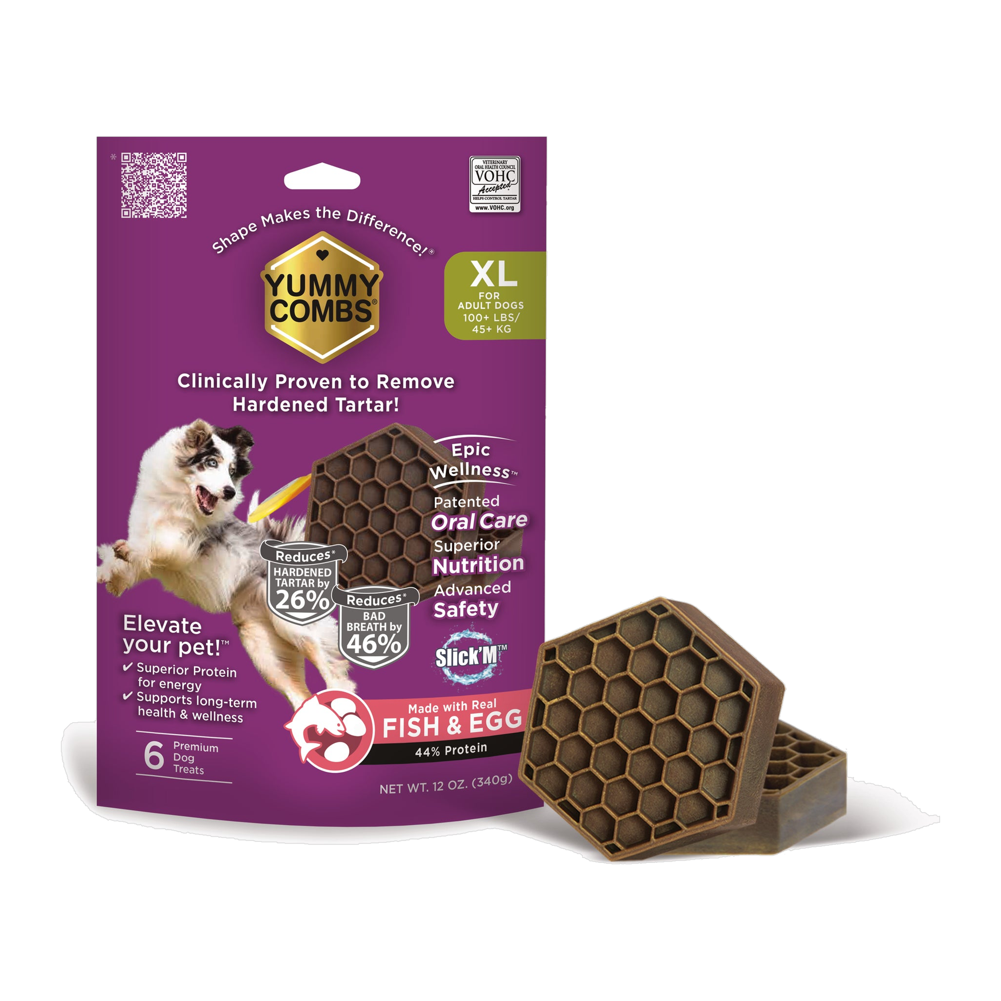 Yummy Combs fish and egg flossing dental treats 12 oz bag, 6 treats for dogs over 100 pounds