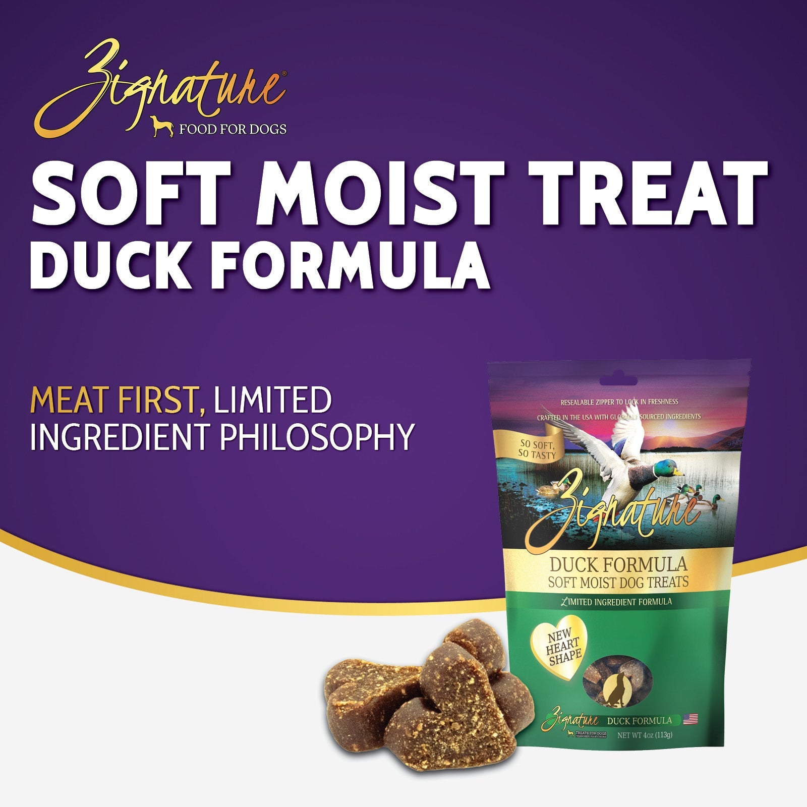 Zignature Duck Formula Soft Moist Dog Treats — product highlights tile 2