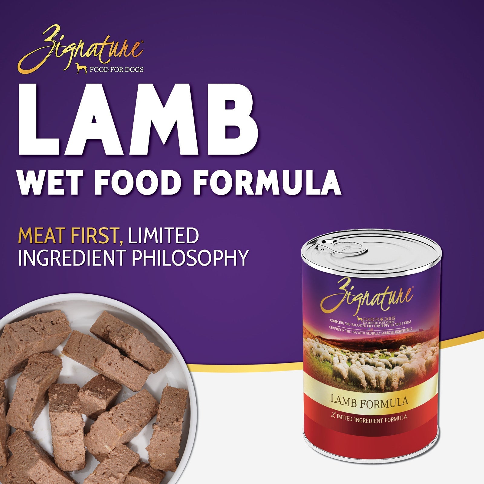 Zignature Lamb Formula Wet Dog Food — product highlights tile 1