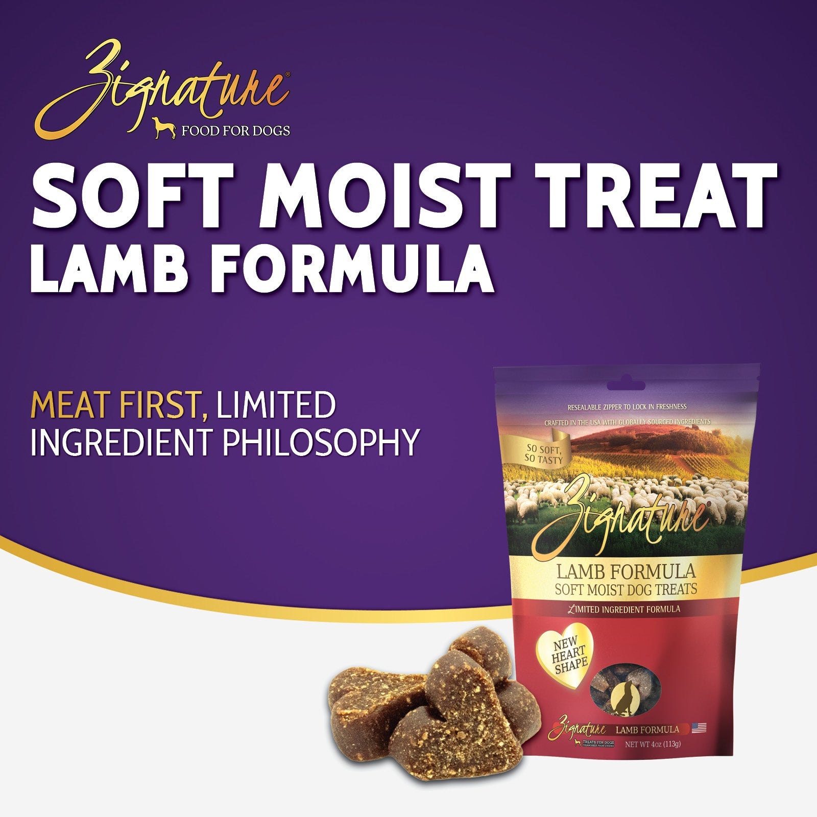 Zignature Lamb Formula Soft Moist Dog Treats — product highlights tile 2