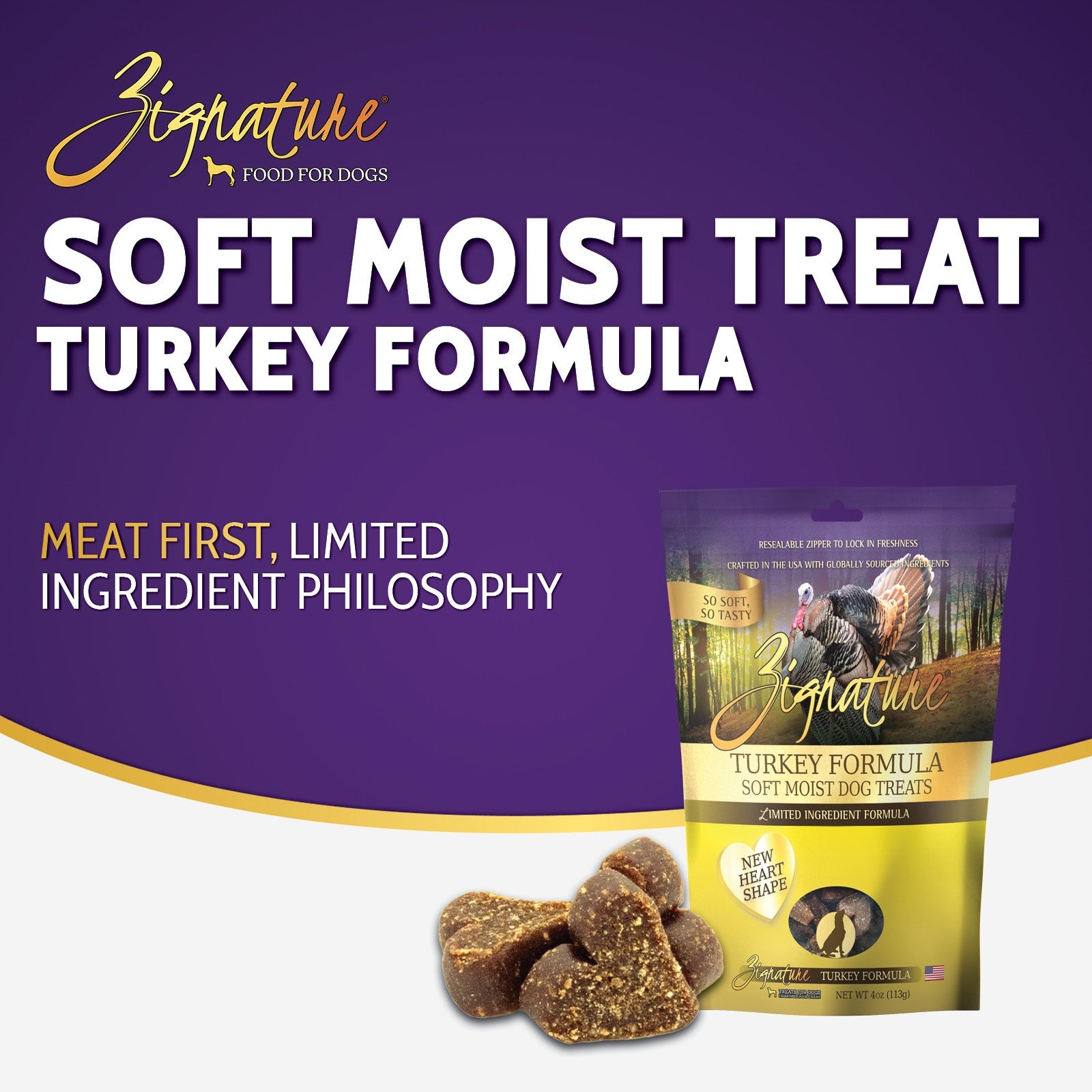 Zignature Turkey Formula Soft Moist Dog Treats — product highlights tile 2