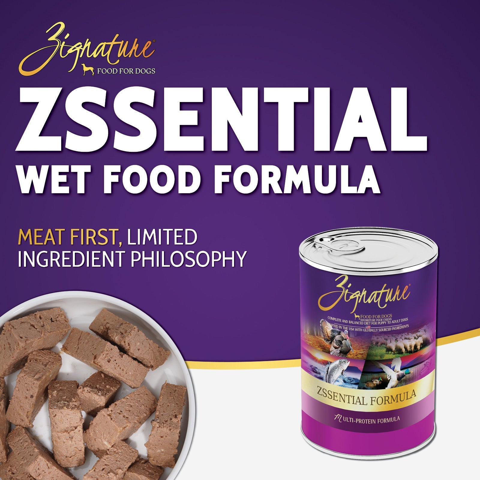 Zignature Zssential Formula Wet Dog Food — product highlights tile 1