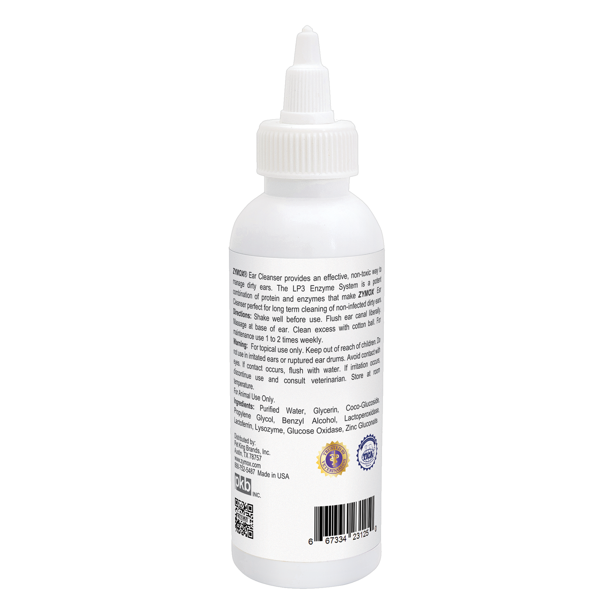 Zymox Enzymatic Ear Cleanser back label with directions and ingredients