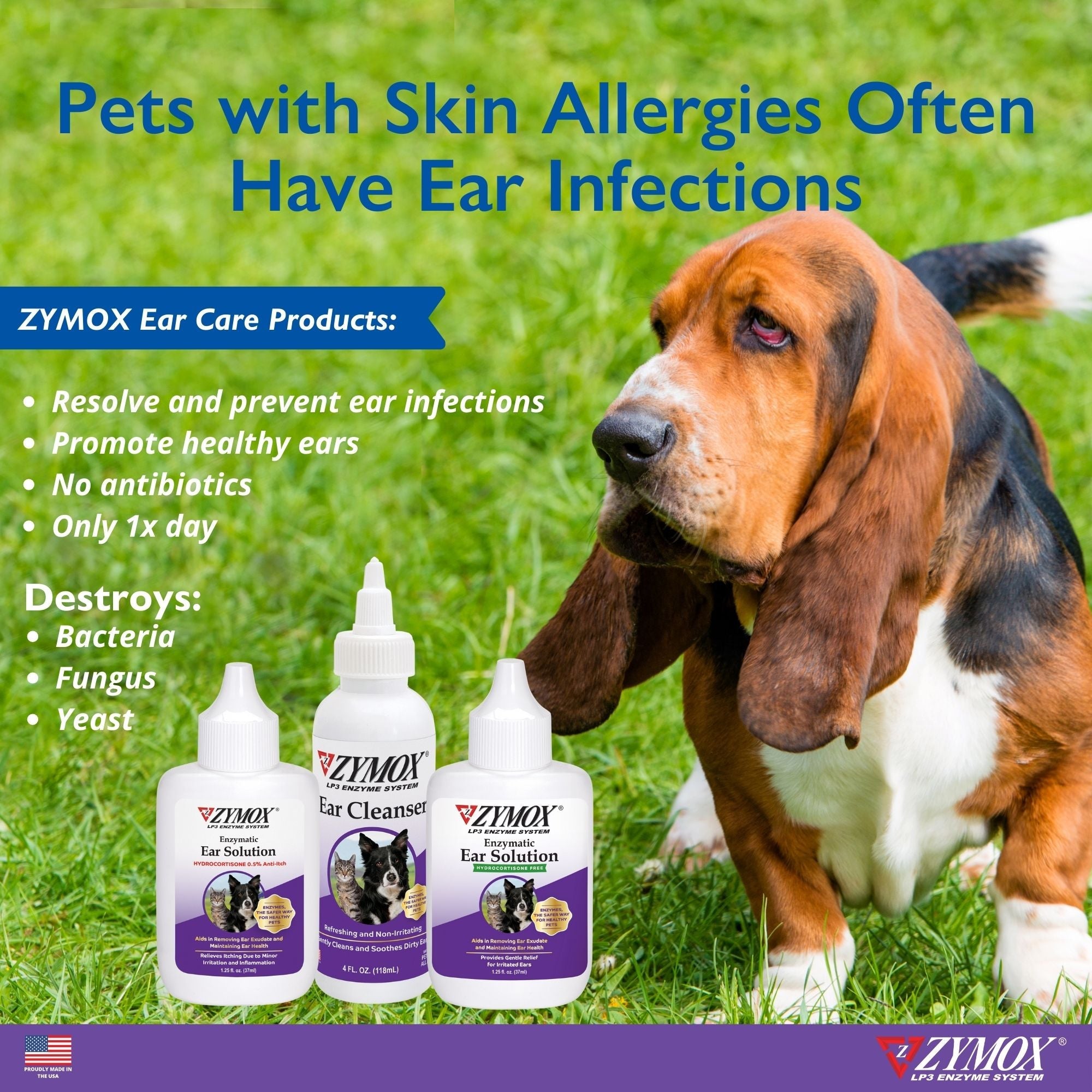 Zymox dermatology relief for pet skin allergies and infections