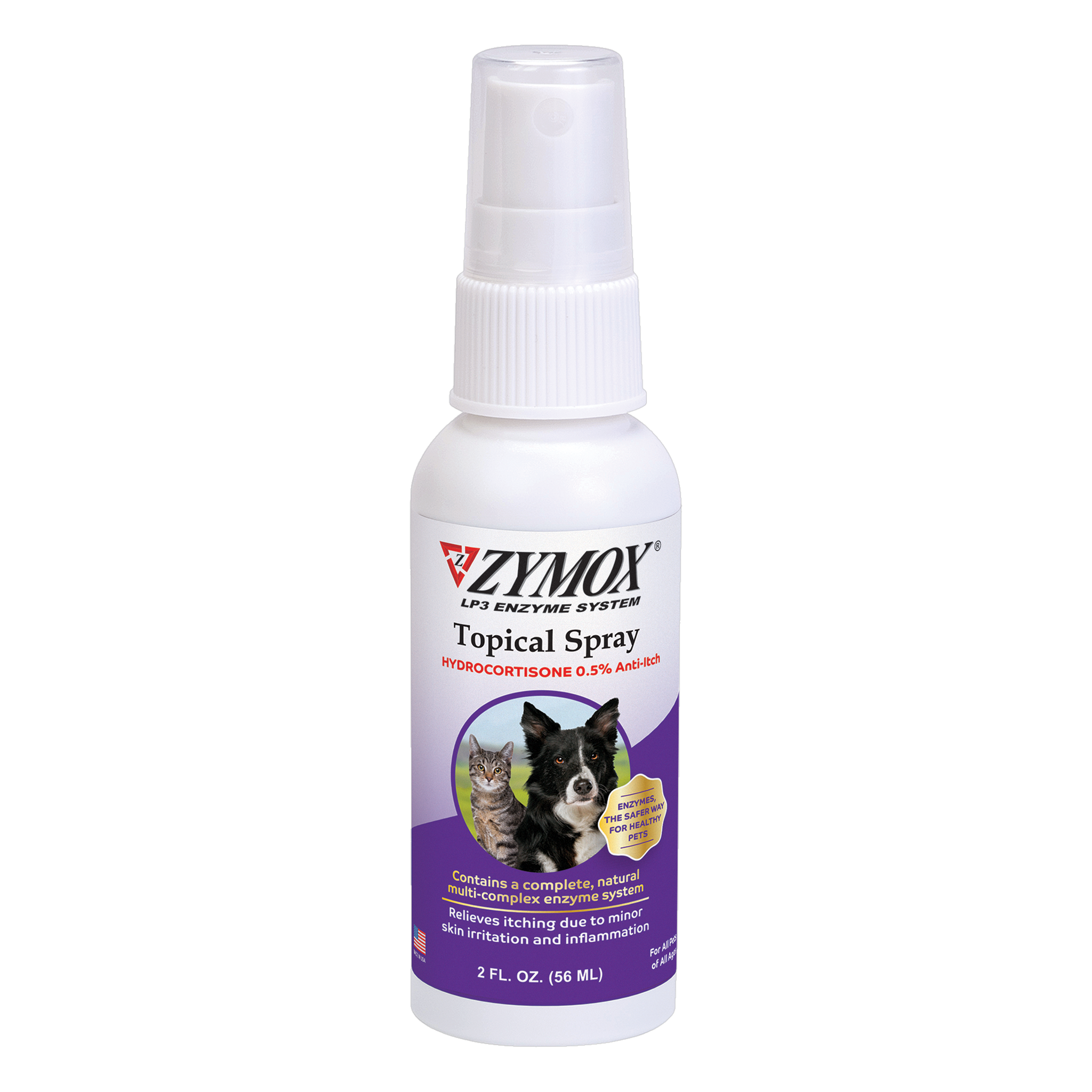 Zymox Topical Spray with 0.5 percent hydrocortisone 2 fl oz bottle front #2 FL OZ